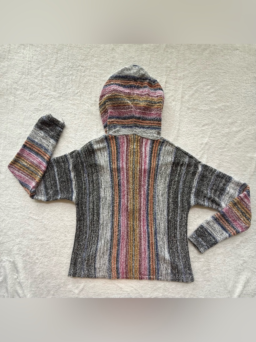 Billabong Baja Hoodie Multicolor Striped Pullover Boho Size L - Picture 7 of 7
